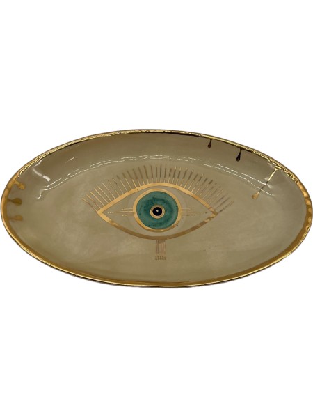D7014 Golden Eye Keramikteller oval 36 cm