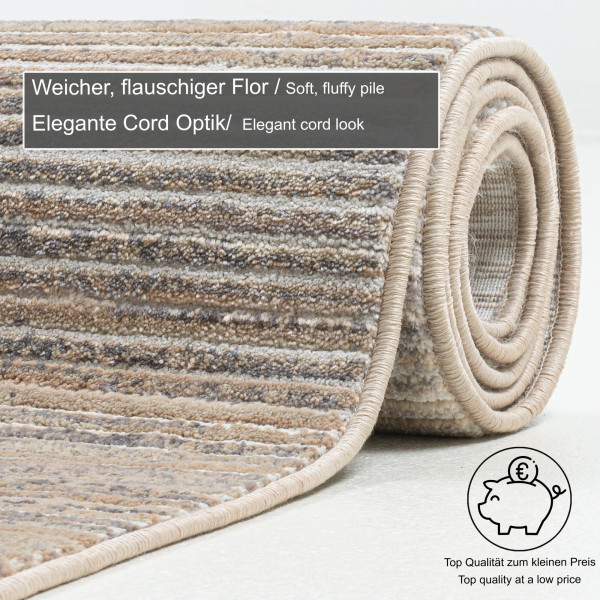 Corduletta Designerteppich beige multi