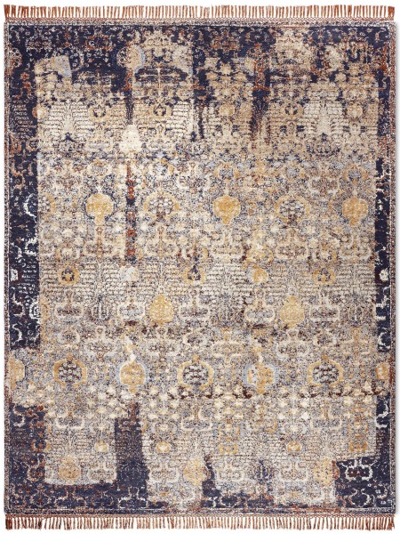 71431 Isfahan Block No. 03 CopperRust on MidNightBlue