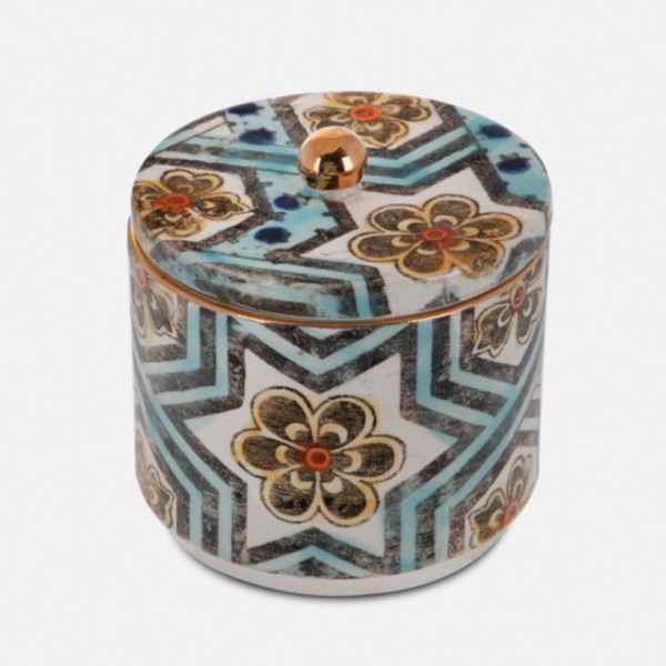 D7108 Handbemalte Keramikdose aus der Shah-Abbbas Kollektion ø 8 cm