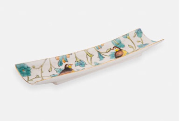 D7110 Handbemalter Keramikvorspreisenplatte aus der Blumen-Kollektion